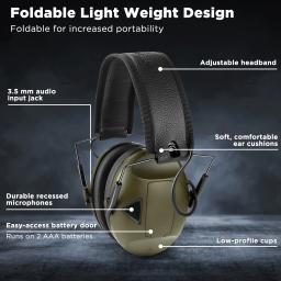 Nr21db eletrônico muff tiro earmuff caça tático fone de ouvido protetor auditivo proteção alta qualidade - Image 5