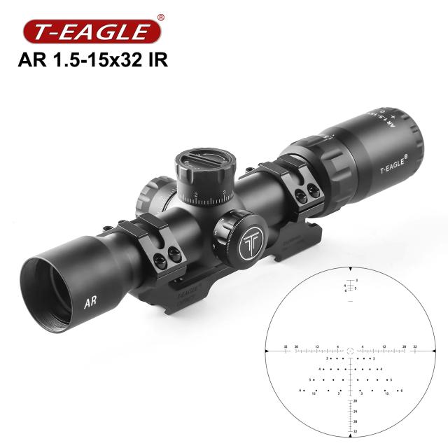 Óptica T-EAGLE AR 1.5-15x32 SFIR: Luneta Tática para Caça e Airsoft com Colimador para Rifle e Ar Comprimido