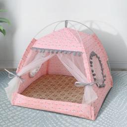 À prova de vento gatinho ninho respirável casa do cão super macio gato cama tecido fácil limpo impresso gatinho ninho pet suprimentos - Image 1
