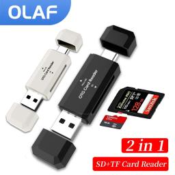 Leitor de cartão SD TF tipo C 2 em 1 Leitor de cartão USB 2.0 para PC Acessórios para laptop Leitor de cartão de memória inteligente de alta velocidade Adaptador de cartão SD - Image 1