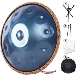 Azul Handpan Tambor Instrumento, D Aço Tongue, Nitrogênio Aço Inoxidável Bonito Som, presente de aniversário, 9,10,12 nota, 440hz,22 polegadas - Image 3