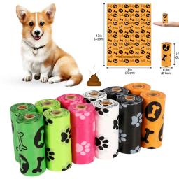 Saco de lixo para animais de estimação I saco de lixo de coleta de fezes degradável 15 peças/rolo com saco de fezes de cachorro de fragrância para cães e animais de estimação - Image 1