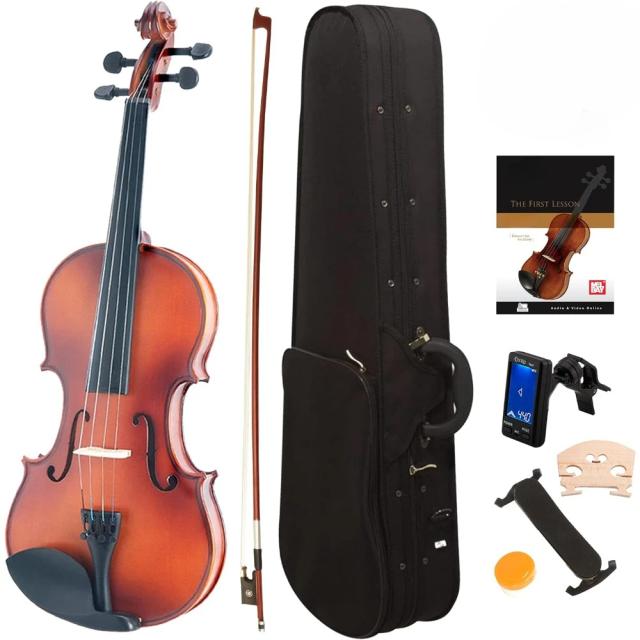 Violino Antigo Completo com Estojo de Viagem e Alças para Iniciantes - Modelo MV 300 4/4