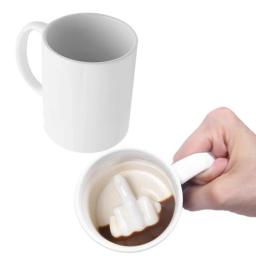 Caneca cerâmica do dedo médio para misturar café e leite, Design criativo, copo de água engraçado, estilo novidade, branco - Image 1