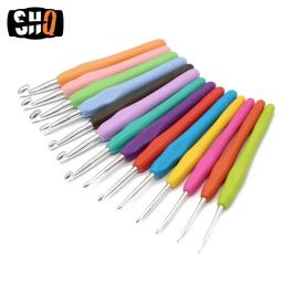 Agulhas de Crochet de alumínio com borracha macia colorida, agulhas de tricô de silicone, alças almofadadas, 2-10mm, 2024 - Image 1