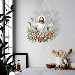 Pintura acrílica diamante para decoração de casa, ovo de páscoa de Jesus, parede de cristal de face única - Image 3