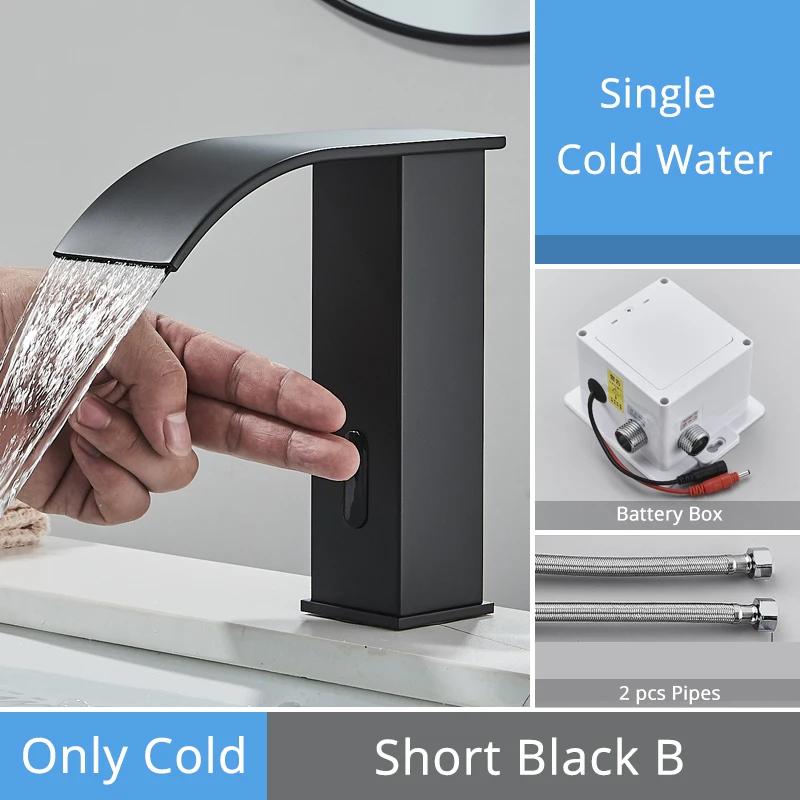Torneira de cachoeira de sensor inteligente de banho de luxo Torneira misturadora de água quente e fria automática, sem toque, curta, alta grua para banheiro - Image 1