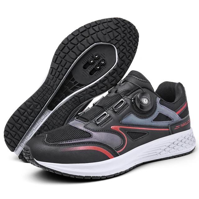 Sapatos Masculinos de Ciclismo Pretos com Velocidade de Travamento Automático para Estrada e Corrida