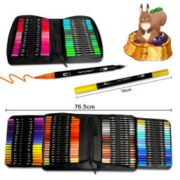 Conjunto de canetas aquarela dupla ponta para crianças, marcadores de pincel, desenho, pintura, caligrafia, arte, colorir, 120 cores - Image 2