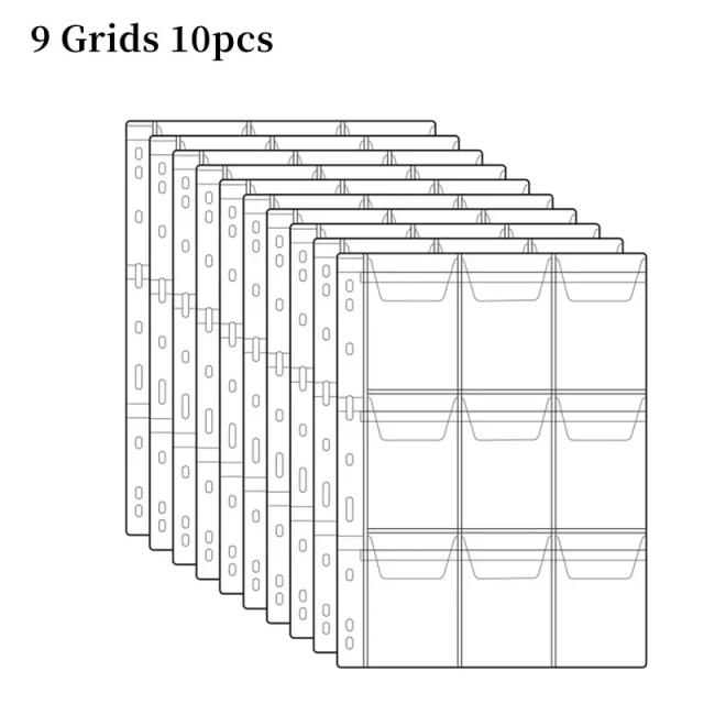 Conjunto de 10 Páginas em PVC para Organizar Moedas, Selos e Coleções com Bolso Transparente - Tamanhos 6, 9, 12, 20, 30 e 42 Grades