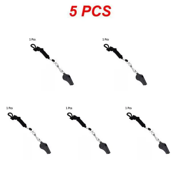 Apito Profissional ABS Preto com Cordão para Esportes ao Ar Livre, Camping, Caminhadas e Treinamento - Variações de 1 a 10 Peças