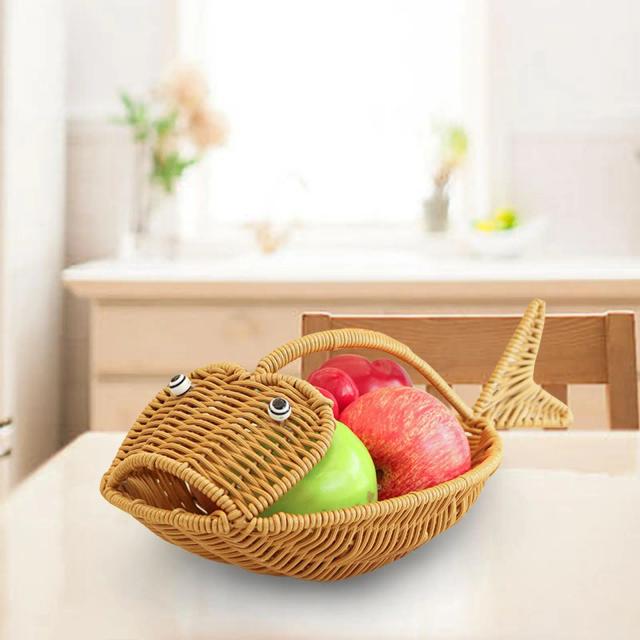 Cesta de Vime Vegetal em Forma de Peixe para Armazenamento e Cozimento de Pão - Ideal para Acampamentos, Jantares e Piqueniques