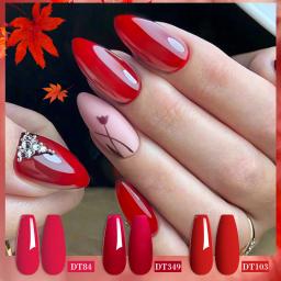 MEET ACROSS 7ml Série Vermelha Gel Unha Polonês Glitter Vermelho Inverno Verniz Da Arte Do Prego Semi Permanente Soak Off Gel UV Para Unhas - Image 4