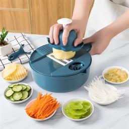 Multifuncional Cozinha Vegetal Cortador, Ralador Batata Shredder, Salad Crusher Kit, 12 em 1 - Image 1