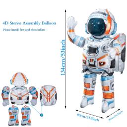 Inflável astronauta astronauta folha balão, espaço sideral galáxia planeta tema, decoração de festa de aniversário para meninos, em pé 4D, 53" - Image 2