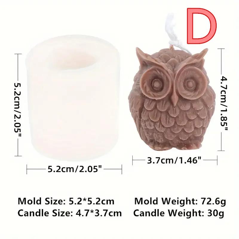 3D Coruja Forma Vela Moldes De Silicone, Resina Aromaterapia Velas, Sabão De Cera Artesanal, Artesanato De Decoração Para Casa - Image 1