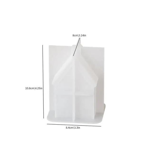 Kit de Molde de Vela em Silicone 3D de Casa de Madeira Abstrata para DIY, Ferramentas de Gesso e Resina para Decoração e Presentes de Natal