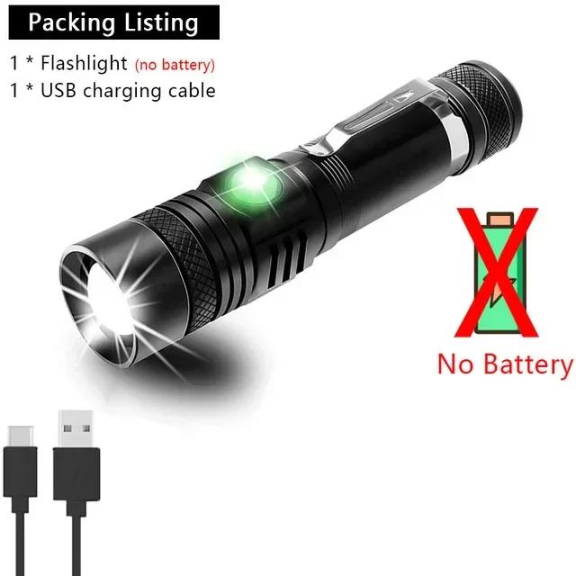 Lanternas LED de alta potência Zoomable, Tocha de acampamento com contas de lâmpada LED T6, Impermeável, 4 modos de iluminação, Carregador USB multifuncional - Image 1