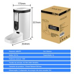 Newpet 4L alimentador automático para gatos tigela automática inteligente para animais de estimação APP com câmera Controle remoto Tigelas grandes para cães dispensador de alimentos para gatos - Image 6