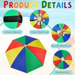 Cabeça vestindo chapéu guarda-chuva dobrável para proteção solar proteção contra chuva pesca esportes ao ar livre ciclismo proteção solar guarda-chuva chapéu - Image 6