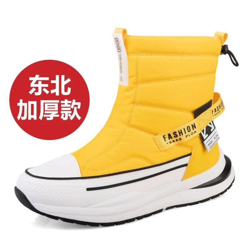 Além de veludo impermeável casual sapatos de algodão masculino tubo curto botas de neve femininas engrossado quente e antiderrapante botas de algodão de casal - Image 1