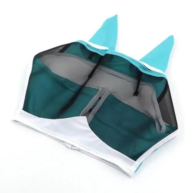 Máscara Protetora Anti-UV para Cavalo com Protetores Auriculares e Design de Malha para Verão