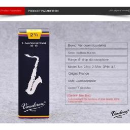 Vandoren-Original Blue Box Bb Clarinete Reed, 2.0, 2.5, 3.0, 10 Reeds/Box, Acessórios para Instrumento de Clarinete - Image 6