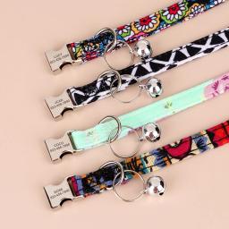 Coleiras ajustáveis impressas personalizadas do filhote de cachorro do gatinho do colar do gato com o sino gravado livre da placa de identificação anti-coleiras perdidas dos gatos - Image 4