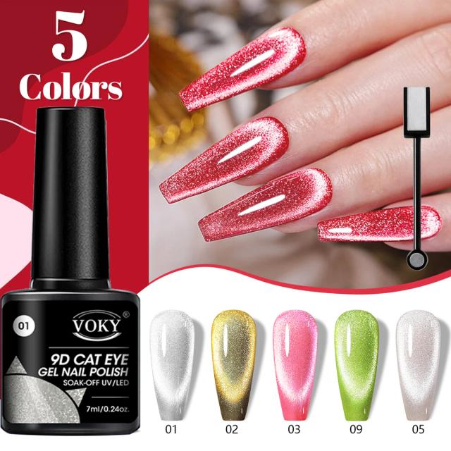 Conjunto de Esmaltes Crystal Cat Eye Gel com Ímã para Nail Salon - Gel Semi-Permanente UV e LED, 7ml, 2 Peças, Ideal para Presentes DIY