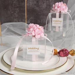 Caixa De Doces Transparente Com Fita De Flores Artificiais, Lembranças De Casamento Para Convidados, Drageias Matte, Caixa De Chocolate Para O Batismo - Image 5