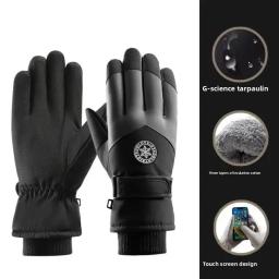 Luvas de esqui de inverno para mulheres touchscreen impermeável velo forrado engrossado algodão quente à prova de vento esportes ao ar livre motocicleta enigma - Image 4