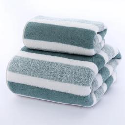 Conjunto de toalhas listradas de secagem rápida para experiência de banheiro macia e absorvente Toalha de banho ou toalha de mão - Image 2
