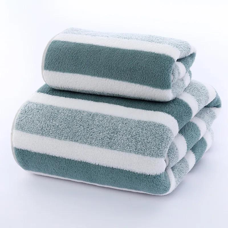 Conjunto de toalhas listradas de secagem rápida para experiência de banheiro macia e absorvente Toalha de banho ou toalha de mão - Image 1