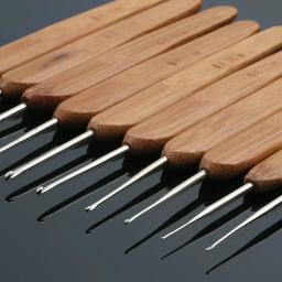 Agulhas de tricô de crochê de bambu ganchos fio tecer alça gancho ferramentas diy acessórios de costura rendas tecer agulha de artesanato 0.5mm-6.0mm - Image 1