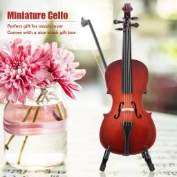 Réplica Miniatura De Madeira Do Violoncelo Com Caso, Presentes Musicais, Modelo Do Instrumento, Ornamentos, 5,5" - Image 1