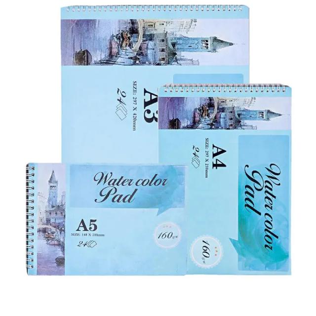 Sketchbook de Aquarela para Artistas com 24 Folhas de Papel para Desenho e Suprimentos de Arte