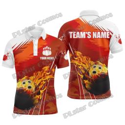 Camisa polo masculina impressa em 3D, azul Camo Bowling Custom Name, Casual Bowling Jersey, presente para jogadores de boliche, verão, rua, WK51 - Image 3