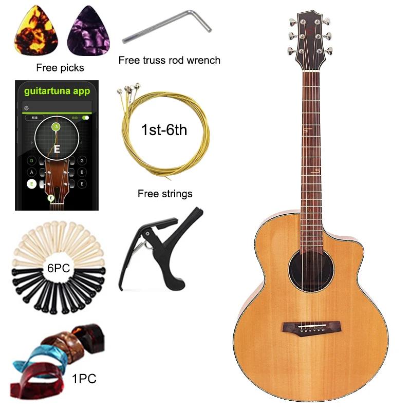 Flame Maple Back Acoustic Guitar, 40 Polegada Folk, High Gloss, Solid Spruce, Wood Top, Instrumentos de música, entrega rápida - Image 1