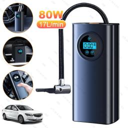 Inflator de pneu digital portátil com luz LED, carregamento tipo C, compressor de ar inteligente, bola veículo elétrico - Image 1