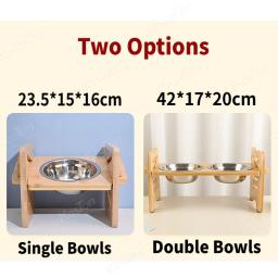 Tigelas para cães com suporte de bambu, ajustável inclinado, levantado, filhote de cachorro, gato, comida, água, suporte, alimentador de animais, acessórios - Image 6