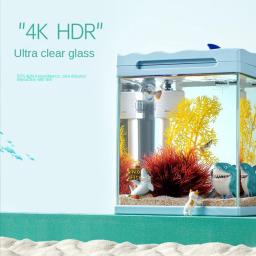 Pequeno Vidro Aquário Fish Tank Starter Kit, 4 Modo LED Iluminação, Mini Bomba De Água, Filtro, Porta De Alimentação, Mudança De Oxigênio, 3 Galão - Image 1