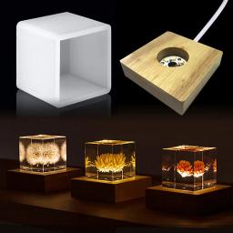 Molde de resina de luz quadrada, moldes de silicone led para resina, moldes de silicone de resina com suporte de base iluminada de madeira para arte em resina - Image 1