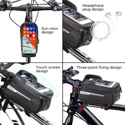 Bolsa para feixe dianteiro de bicicleta, bolsa para tubo frontal, ciclismo, touchscreen, suporte de telefone, à prova d'água, armazenamento de sela, mtb, acessórios de bicicleta de estrada - Image 3