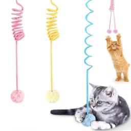 Brinquedo para animais de estimação engraçado interativo gato vara primavera corda bola brinquedo de pelúcia jogar treinamento gatos suprimentos акkolandoри для yisтів - Image 1