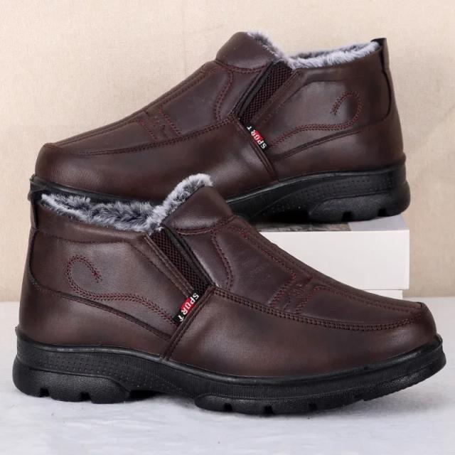 BUQU Botas de Neve Masculinas Couro Impermeável Aquecidas Antiderrapante 2023