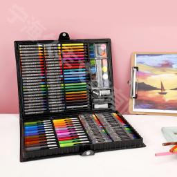 168 pçs crianças desenho caneta arte pintura conjunto esboçar lápis de cor lápis óleo vara guache pigmento cor desenho papelaria - Image 1