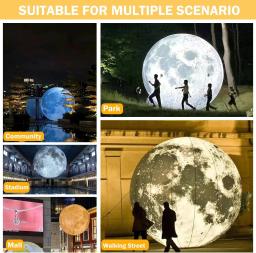 Grande bola inflável da lua com luzes led, PVC hermético planeta balão, adequado para evento festa show decoração do palco, publicidade pendurada - Image 4