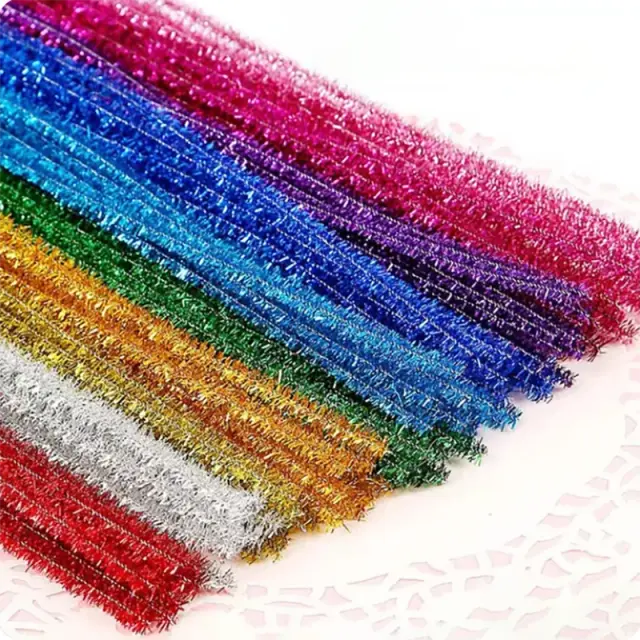 Hastes de Limpeza Chenille para Crianças - Quebra-Cabeças DIY e Artesanato Criativo com 6mm x 12 Polegadas