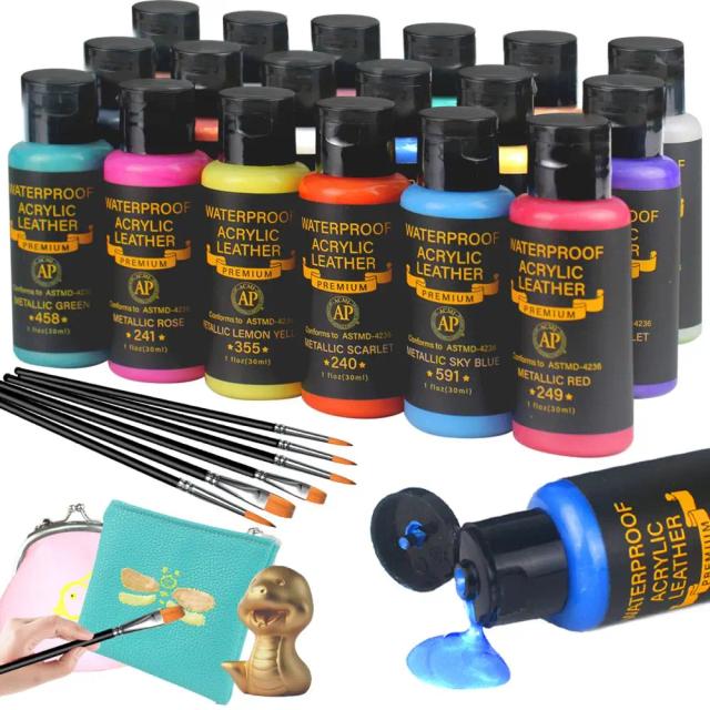 Conjunto de Pigmentos Acrílicos para Reparação de Couro - 12 Cores Impermeáveis para Sapatos e Artesanato DIY