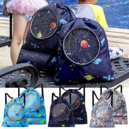 Impermeável Drawstring natação saco para crianças, mochila dobrável, sacos de armazenamento, molhado e seco separação, equipamento de natação portátil - Image 1